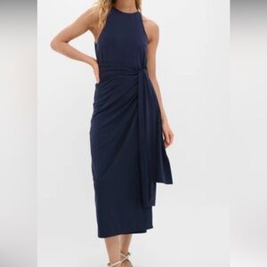 NWOT Tuckernuck Navy Knit Tie Front Brinley Dress Medium Minimalist Brunch